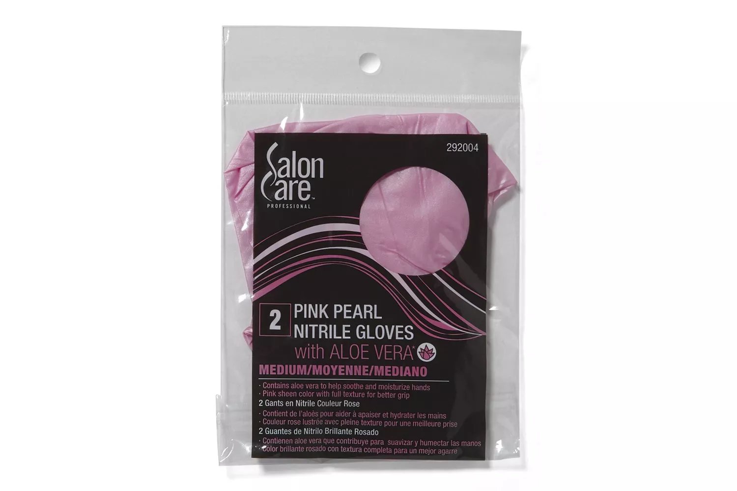 Salon Care Pink Pearl Nitrile Gloves With Aloe Vera