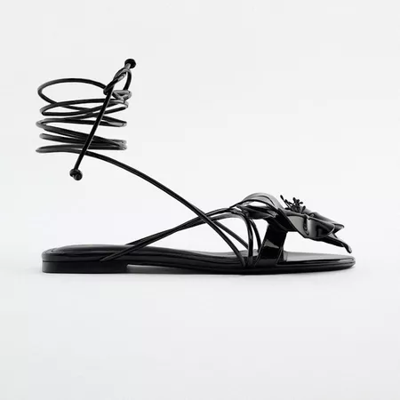 Zara lace up flat flower sandals