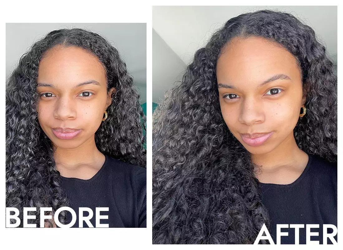 Before and after photos of Byrdie editor Olivia Hancock