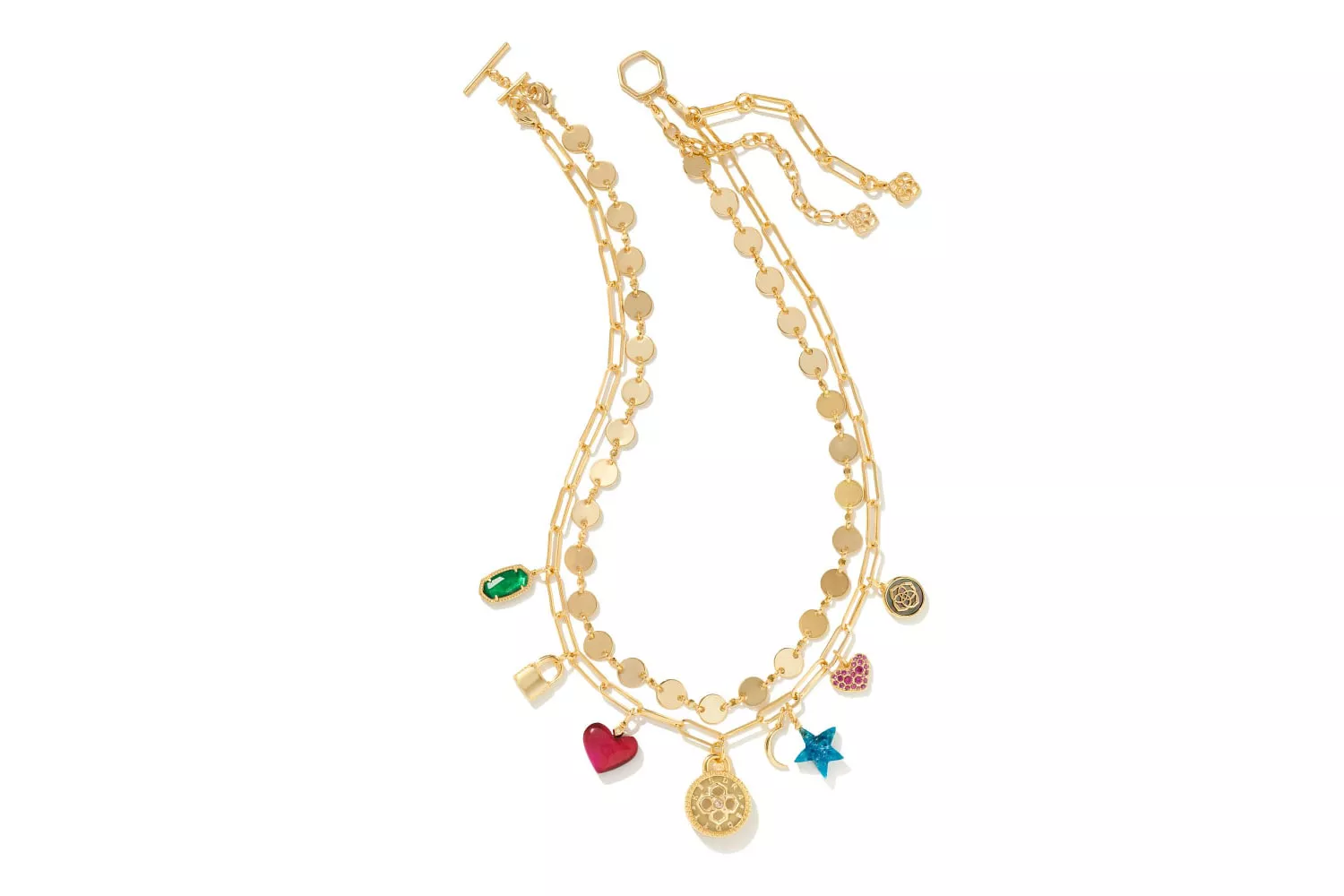 Kendra Scott Frankie Convertible Gold Crystal Charm Necklace in Multi Mix