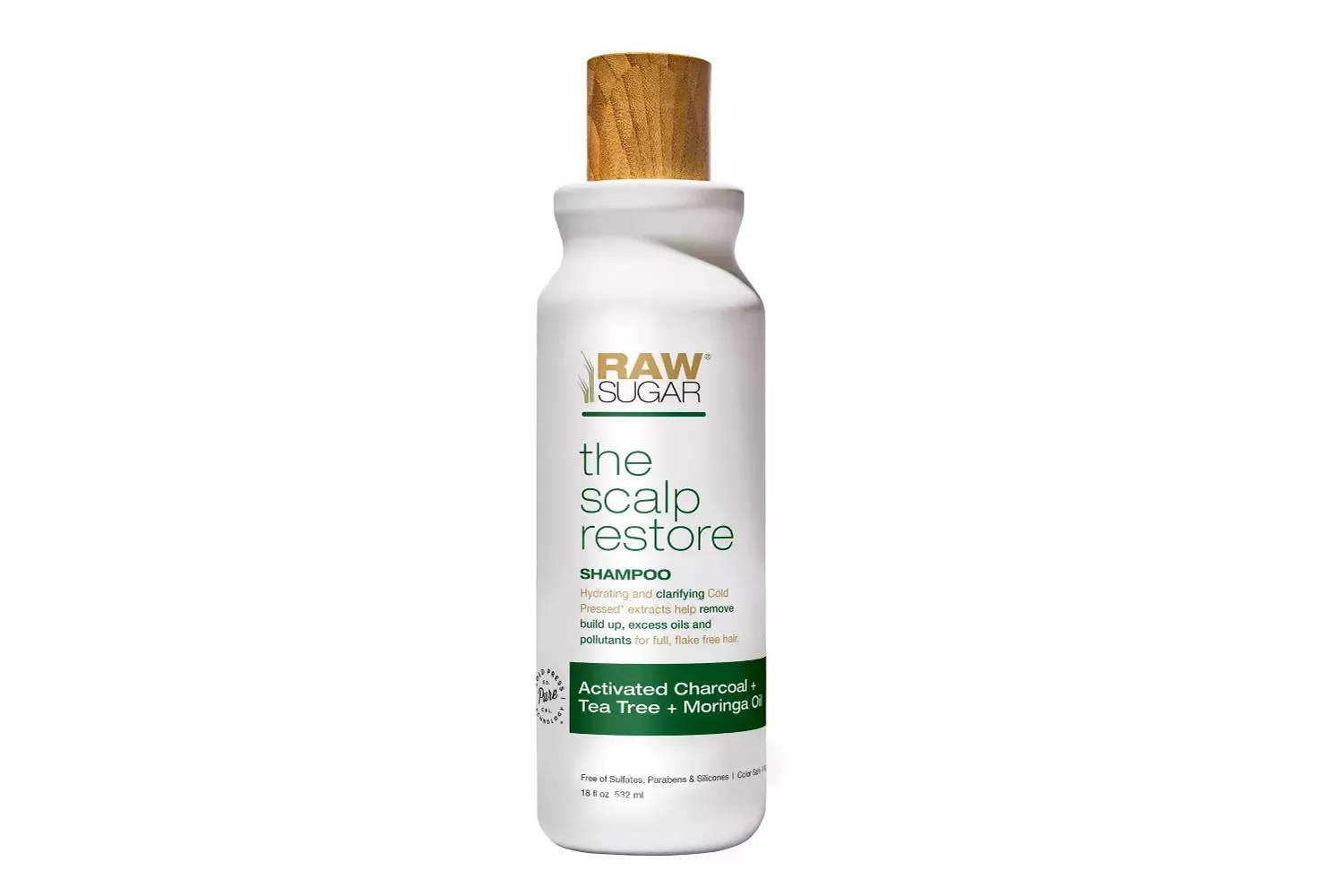 Raw Sugar Shampoo Scalp Restore Activated Charcoal + Tea Tree + Moringa Oil