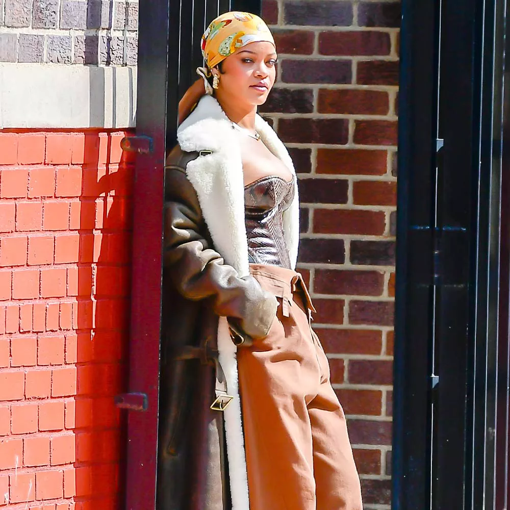 Rihanna wearing a silk scarf