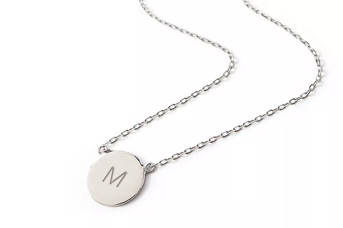 AMYO Sterling Silver Initial Disc Necklace