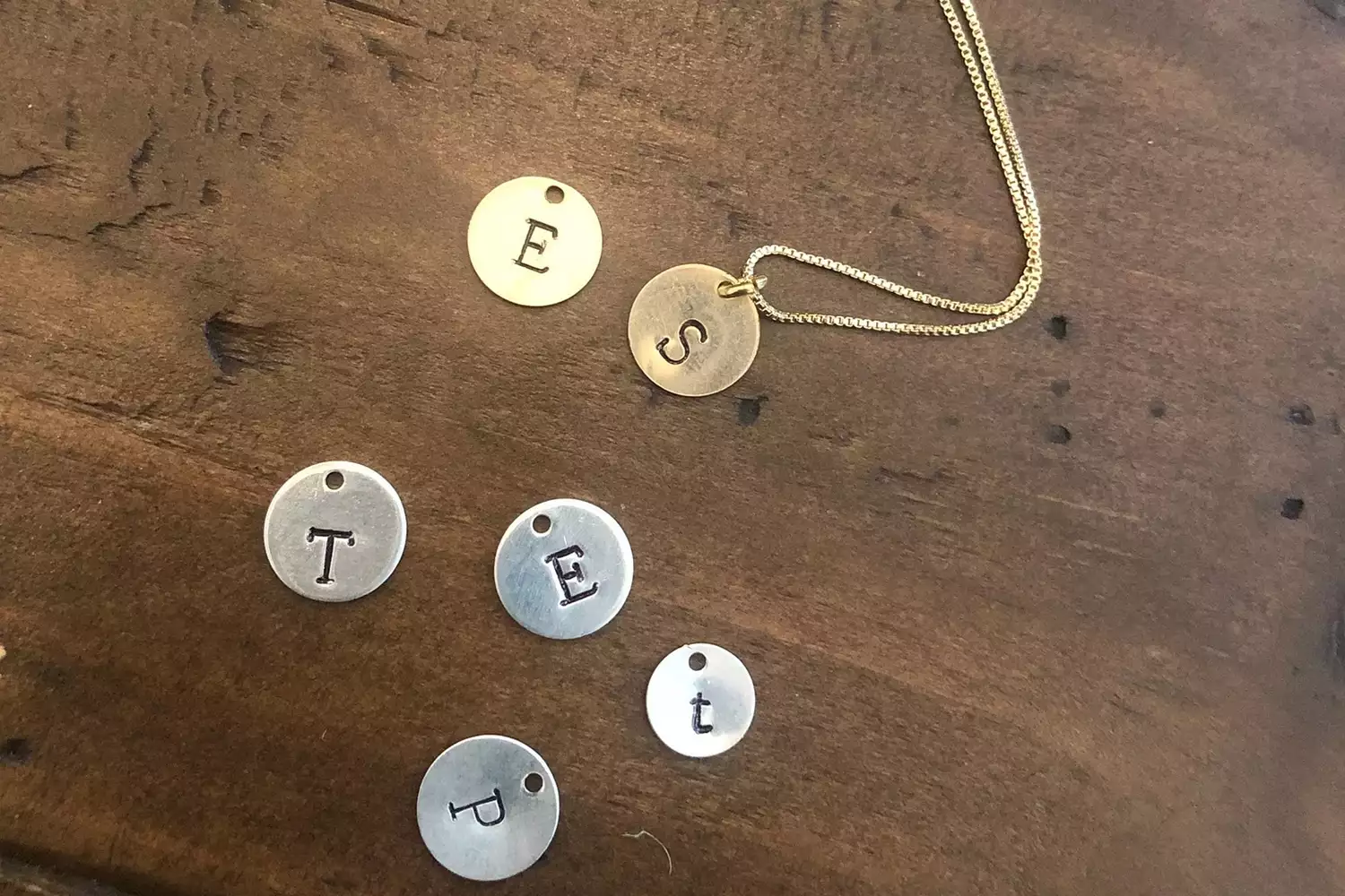 Bubs &amp; Sass Initial Hand Stamped Necklace
