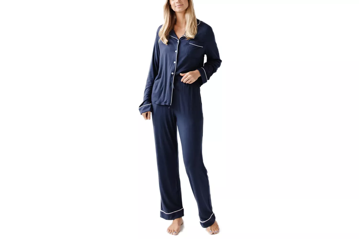 Cozy Earth Long Sleeve Bamboo Pajamas in Stretch Knit