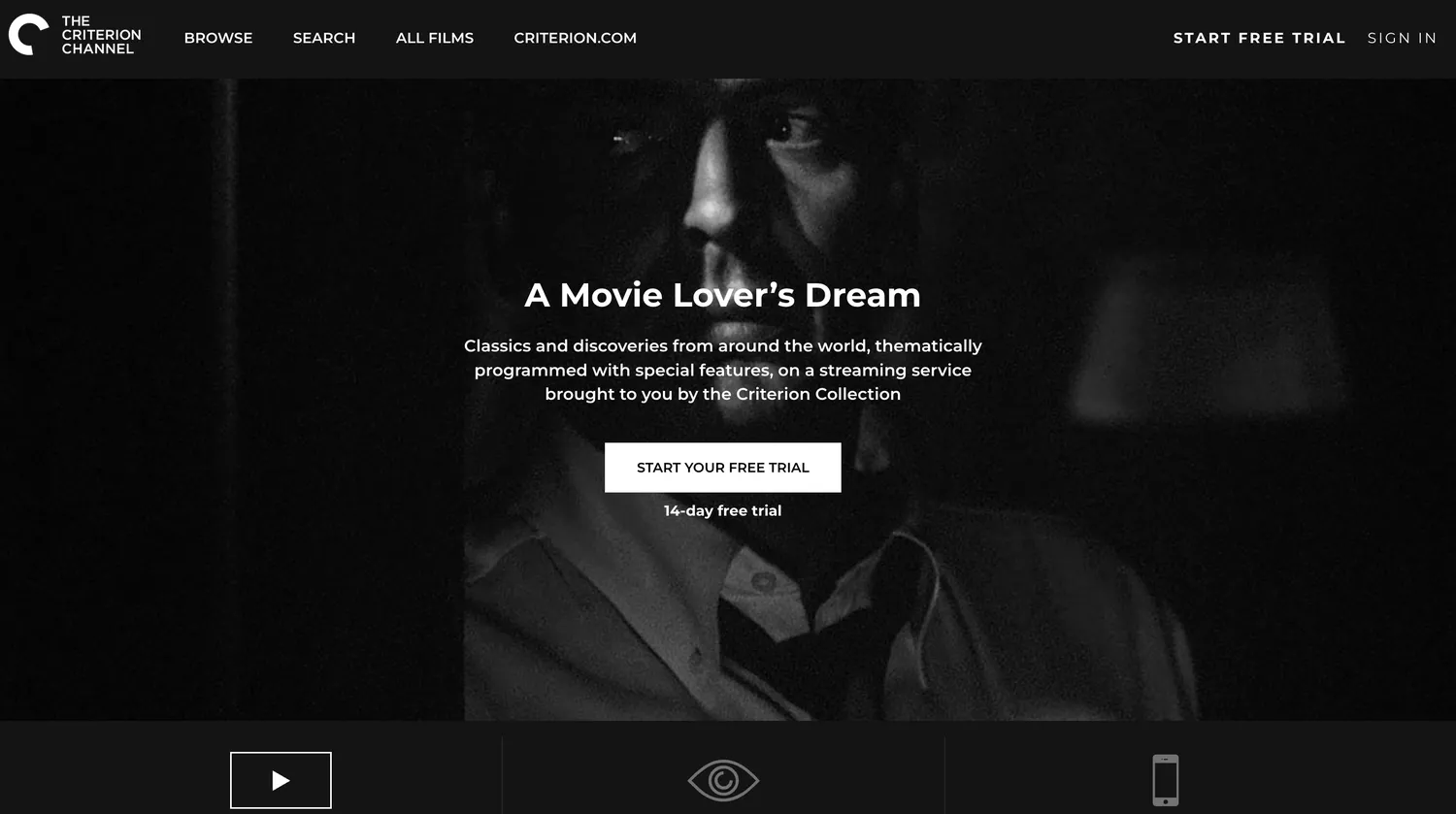 The Criterion Channel home page