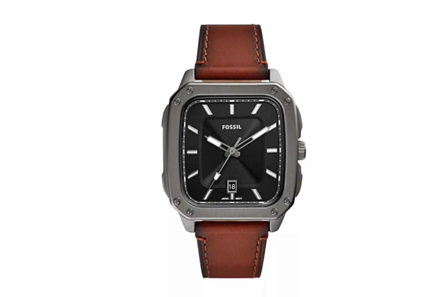 Fossil Inscription Three-Hand Date Amber Eco Leather Watch