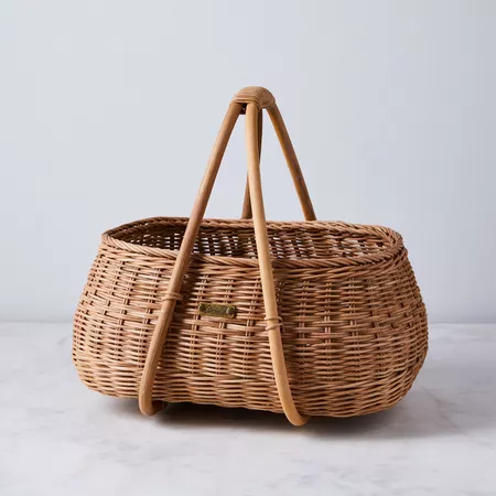 large wicker basket for reusable shopping bag