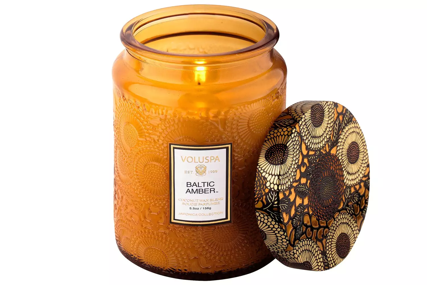 Voluspa Baltic Amber Petite Embossed Glass Candle