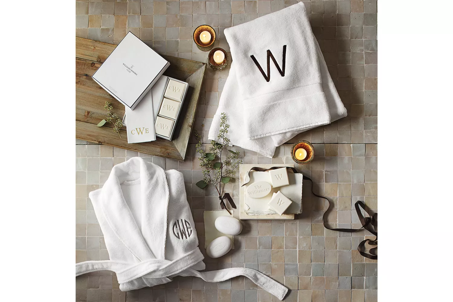 Williams Sonoma Home Monogrammed Soap &amp; Towel Gift Set