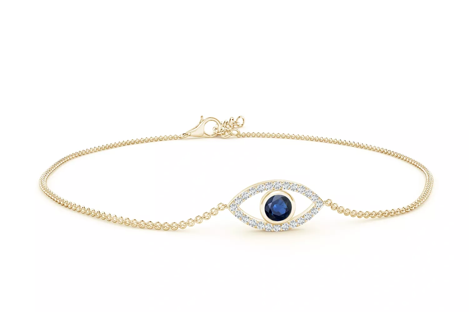 Bezel Set Sapphire and Diamond Evil Eye Bracelet