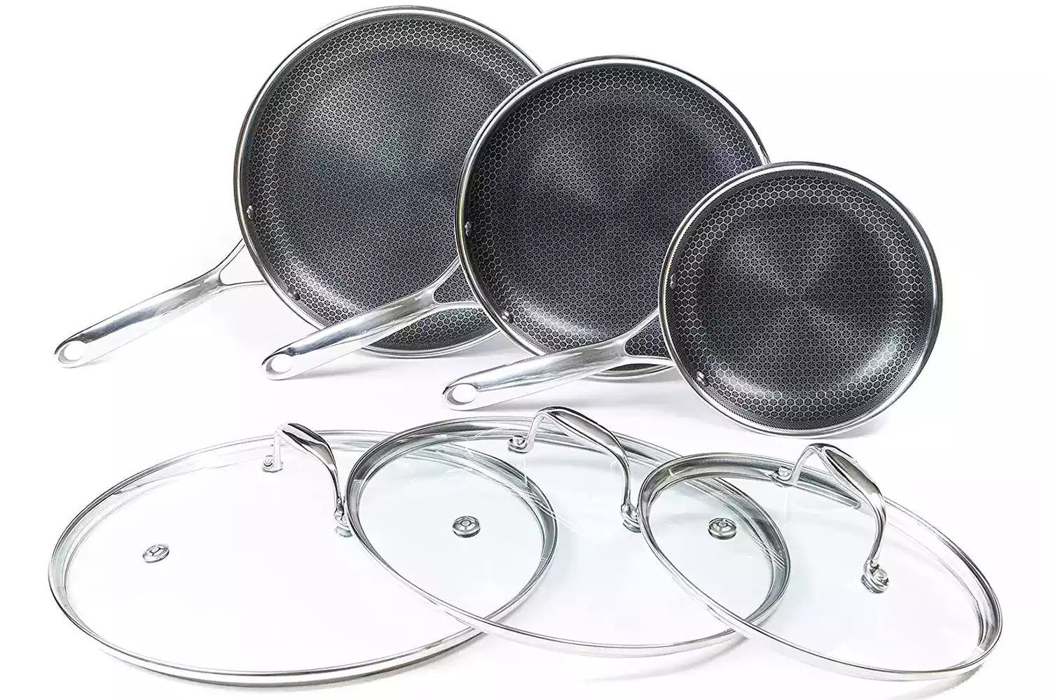 HexClad 6 Piece Hybrid Stainless Steel Cookware Set