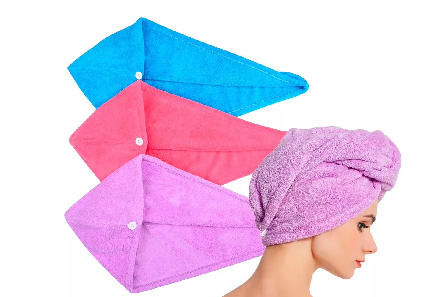 HOPESHINE Microfiber Hair Drying Towel Turban, 3-Pack