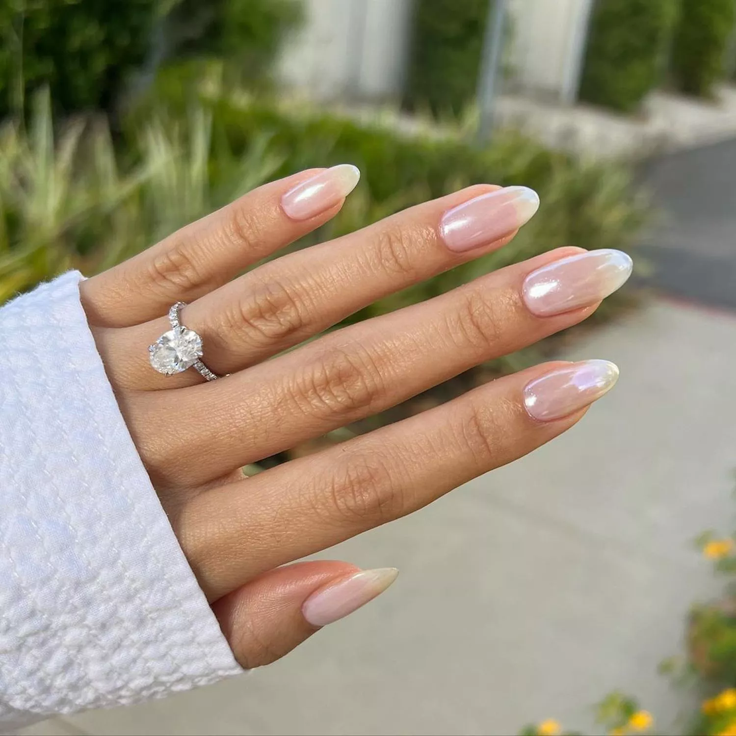 Glazed donut almond-shaped nails