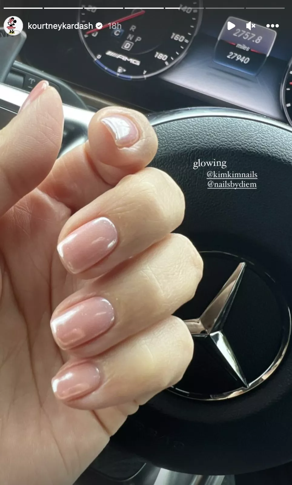 Kourtney Kardashian's pink chrome nails