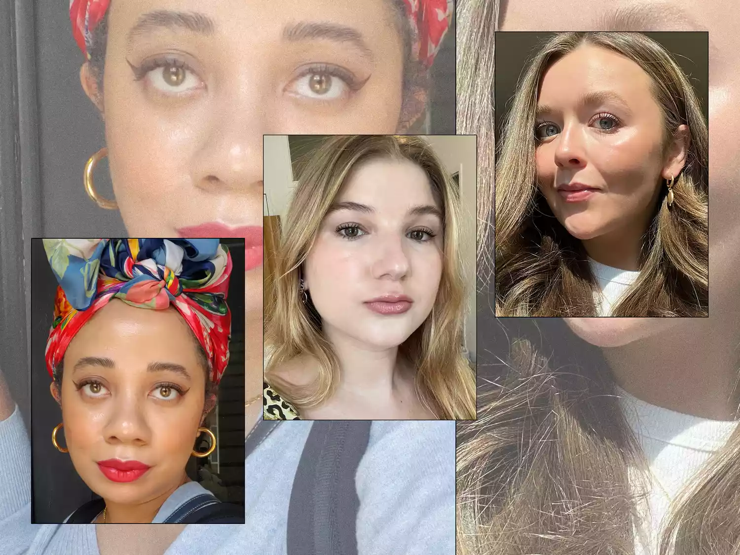 Byrdie editors wearing skincare and makeup products from their June 2023 editors' picks