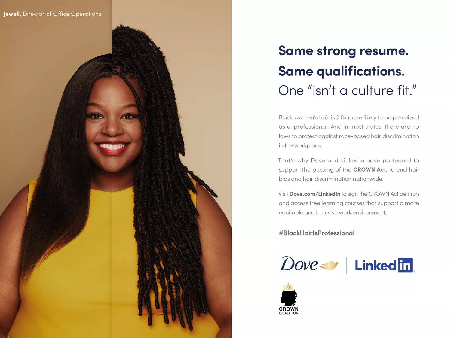Dove and LinkedIn #BlackHairIsProfessional campaign