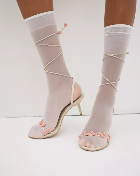 White rose sandals 
