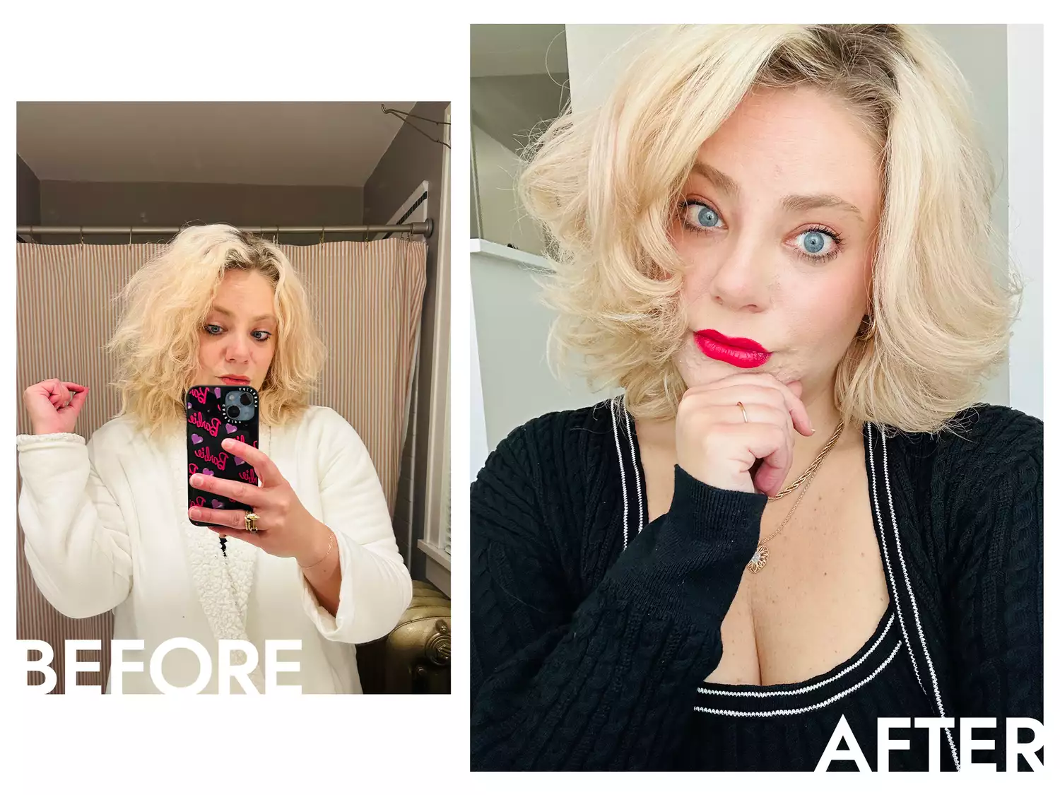 Revlon One-Step Blowout Curls before and after 